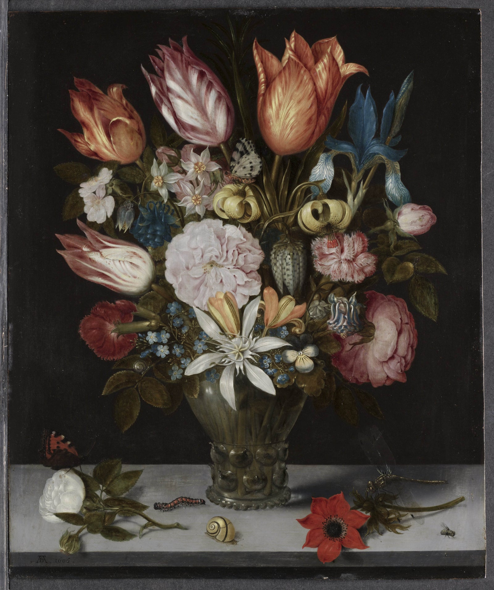 Ambrosius the Elder Bosschaert,Bouquet of Flowers in a Stone Niche,large wall art,framed wall offers art,canvas wall art,large canvas,M5301