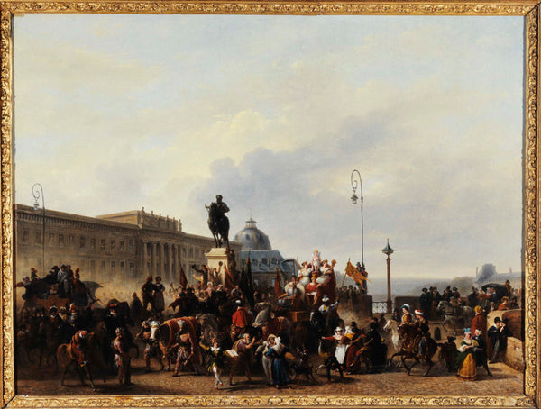 guillaume-frederic-ronmy-1830-masquerade-on-the-pont-neuf-art-print-fine-art-reproduction-wall-art