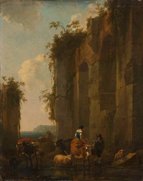 nicolaes-pietersz-berchem-1658-ruins-in-italy-art-print-fine-art-reproduction-wall-art-id-ajueml8o6