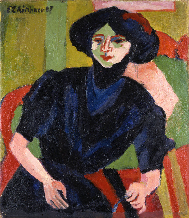 fine Ludwig of Kirchner, art Portrait – print Artprinta 1911 - Ernst Woman - a