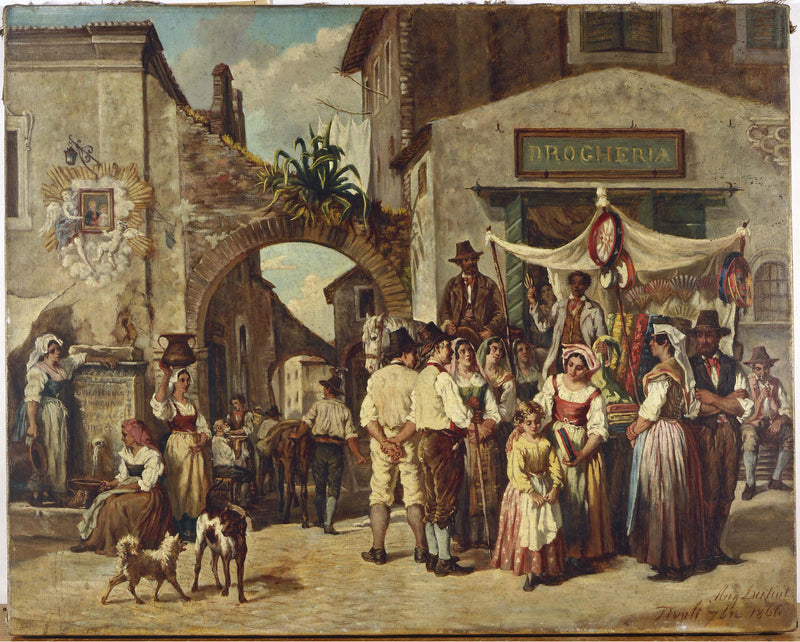 auguste-dutuit-1866-street-vendors-in-tivoli-art-print-fine-art-reproduction-wall-art