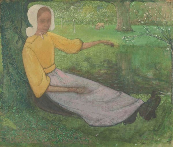 richard-roland-holst-1888-woman-of-huizen-sitting-under-a-tree-art-print-fine-art-reproduction-wall-art-id-avl861evn